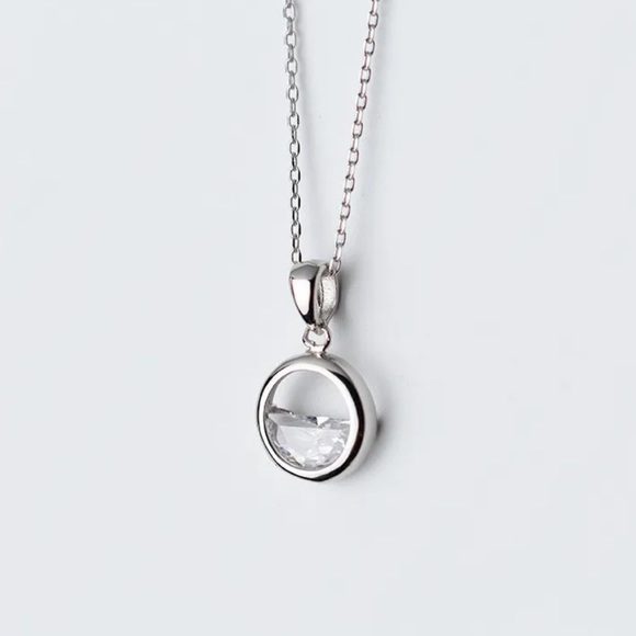 925 Silver Dainty Crystal Necklace - Picture 3 of 5